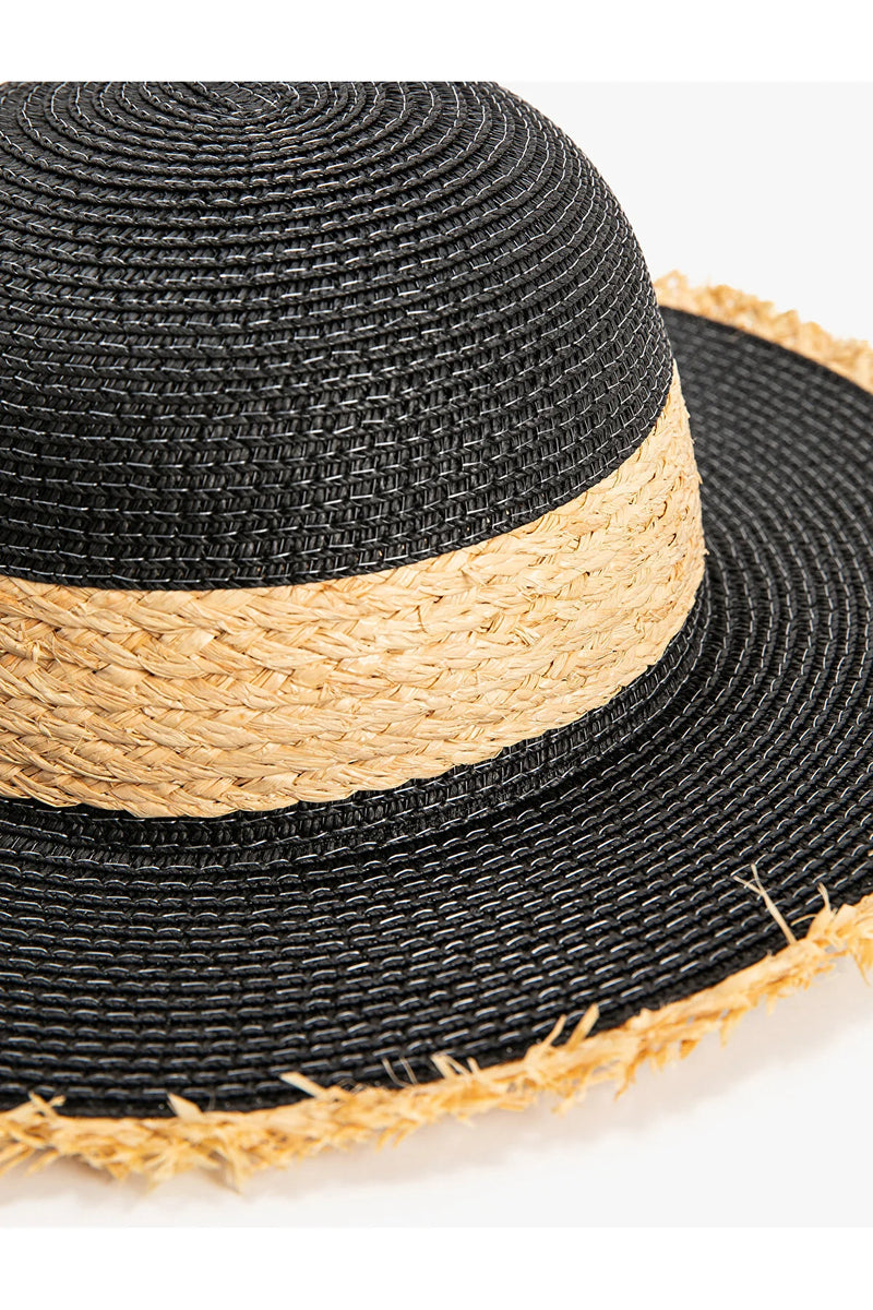 Sombrero de mujer paja marrón negro