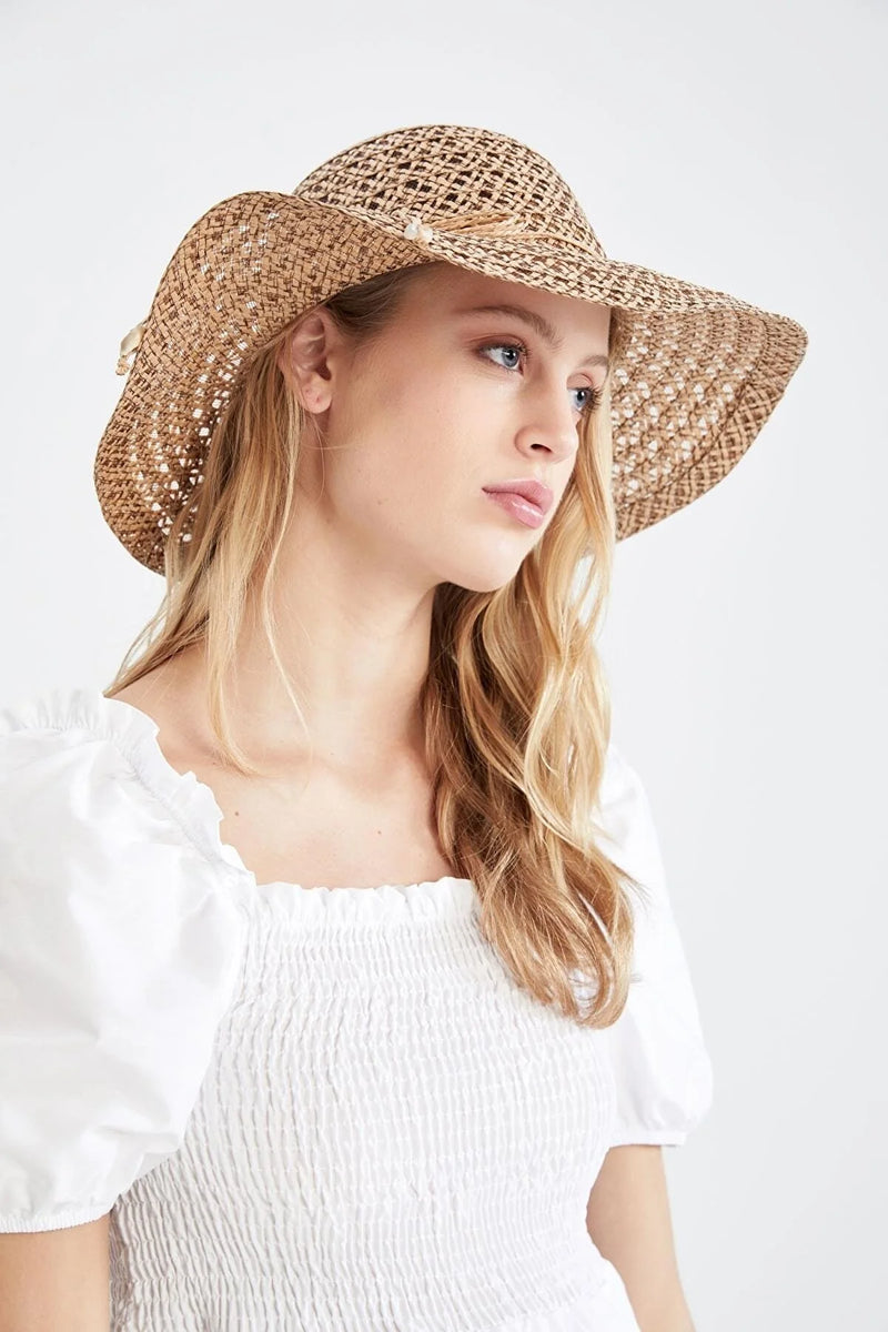 Sombrero de playa para mujer beige