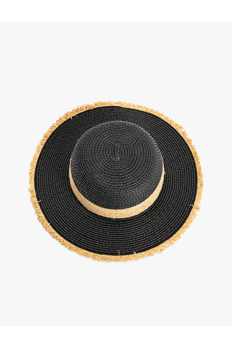 Sombrero de mujer paja marrón negro