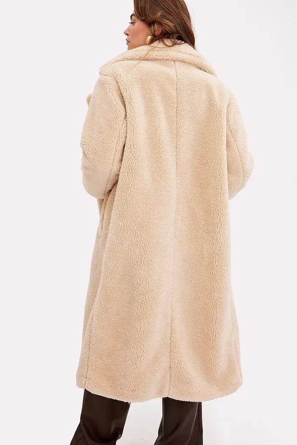 Abrigo de peluche beige para mujer xs sml xl