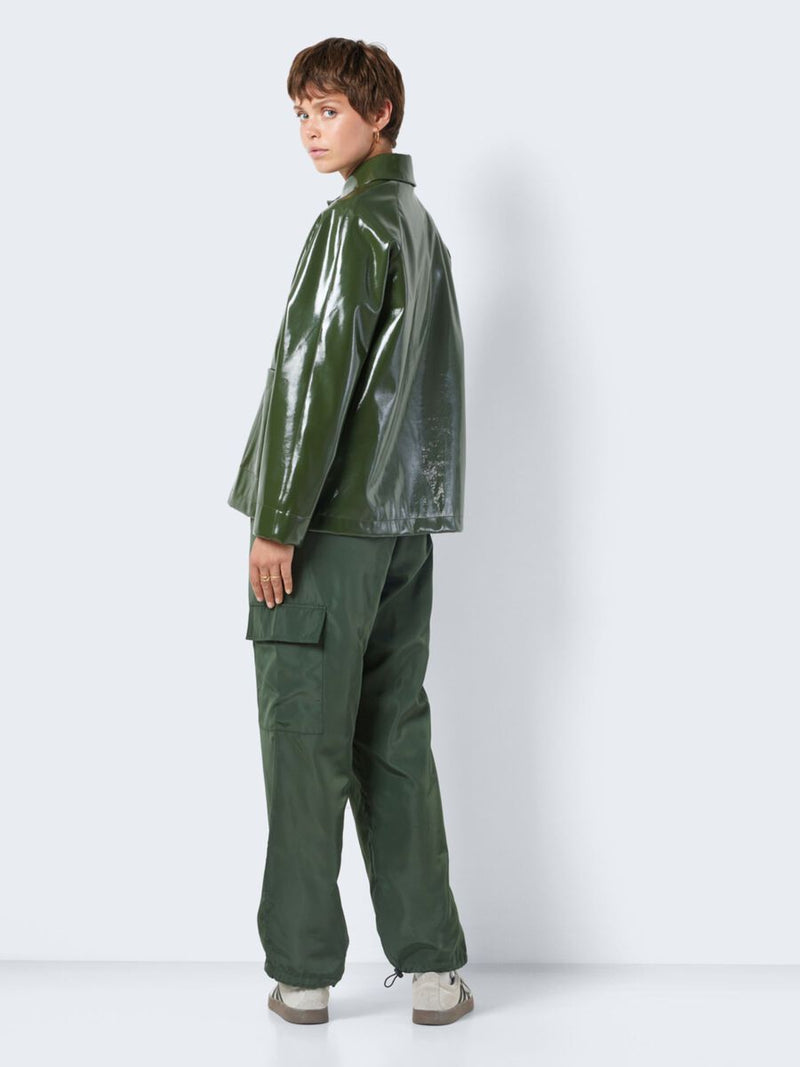 Chaqueta mujer verde corta impermeable VINILO xs sml xl