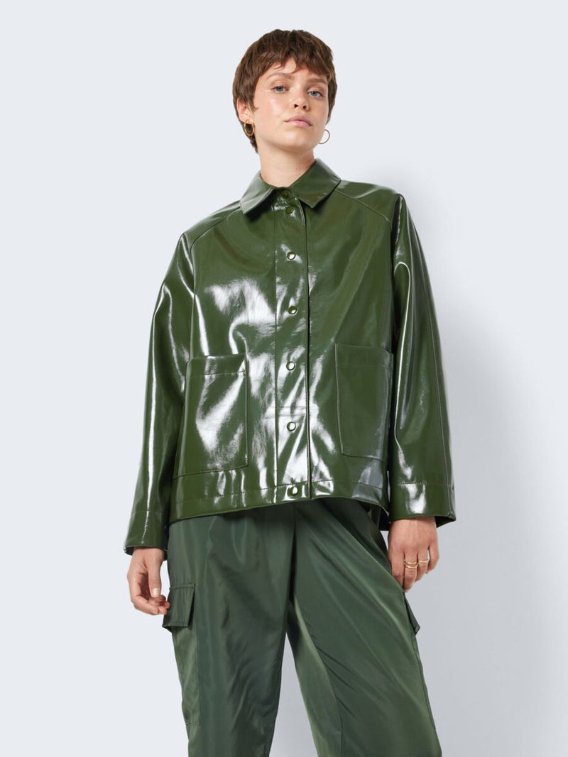 Chaqueta mujer verde corta impermeable VINILO xs sml xl