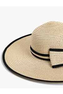 Sombrero de mujer con lazo beige negro