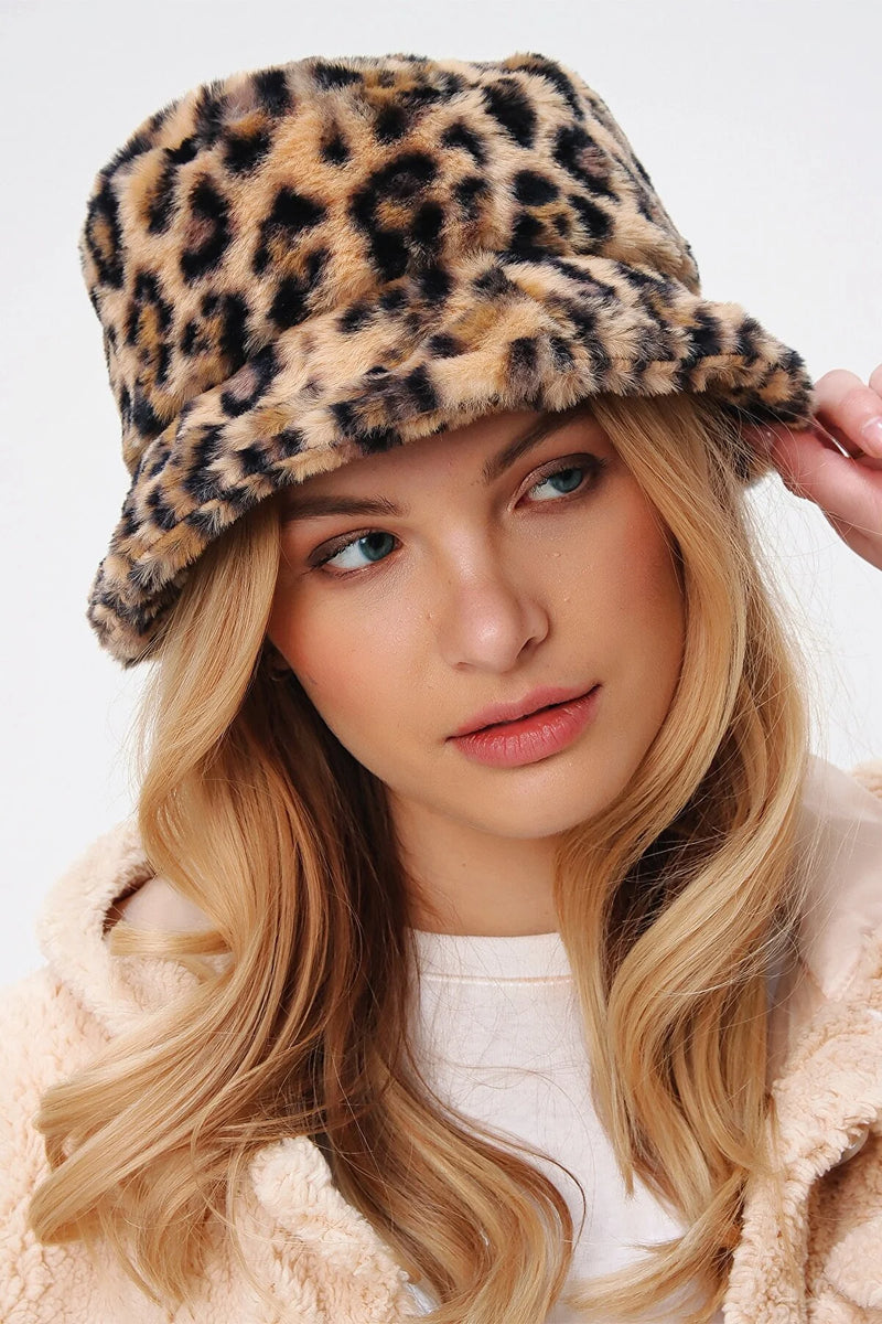 Gorro de mujer leopardo marrón