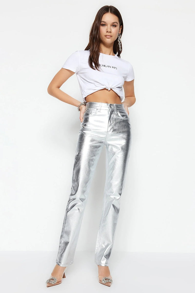 Pantalón mujer oro plata xxs xs sml xl