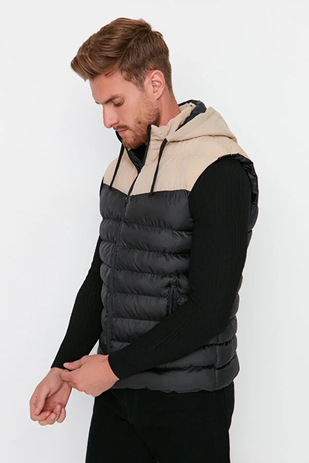 Heren bodywarmer zwart beige s m l xl