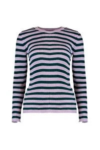 Jersey de mujer a rayas violeta beige rosa verde naranja negro blanco azul azul oscuro rojo sml