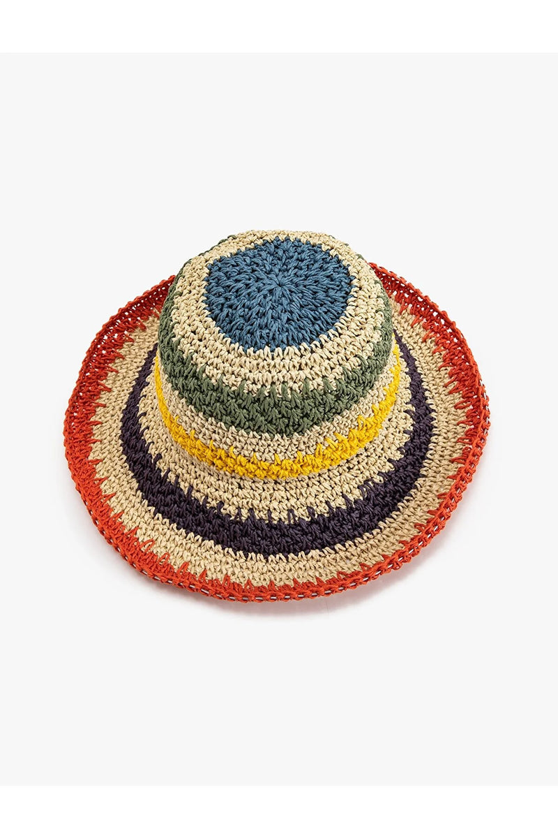 Sombrero de mujer paja beige amarillo verde