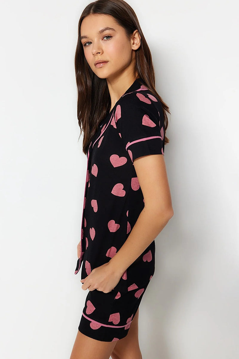 Conjunto de pijama mujer negro rosa sml xl