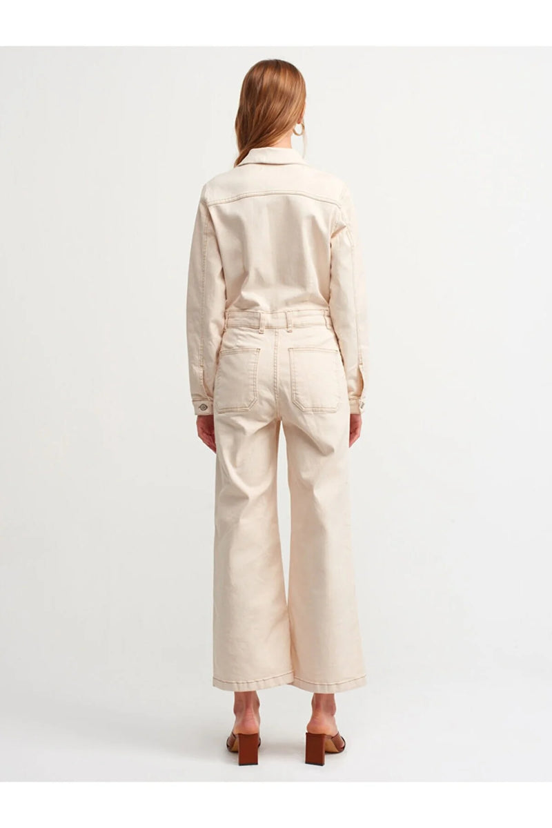 Dames jumpsuit lichtbeige s m