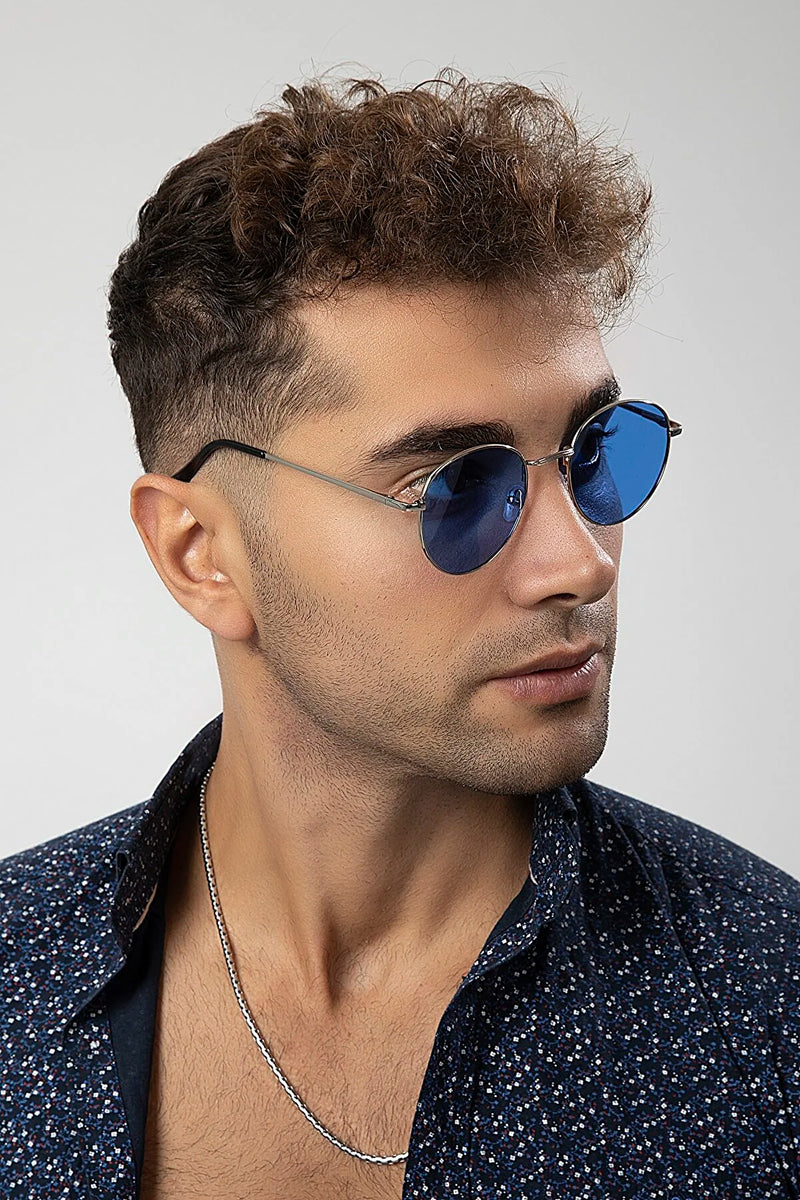 Gafas de sol hombre plata azul 