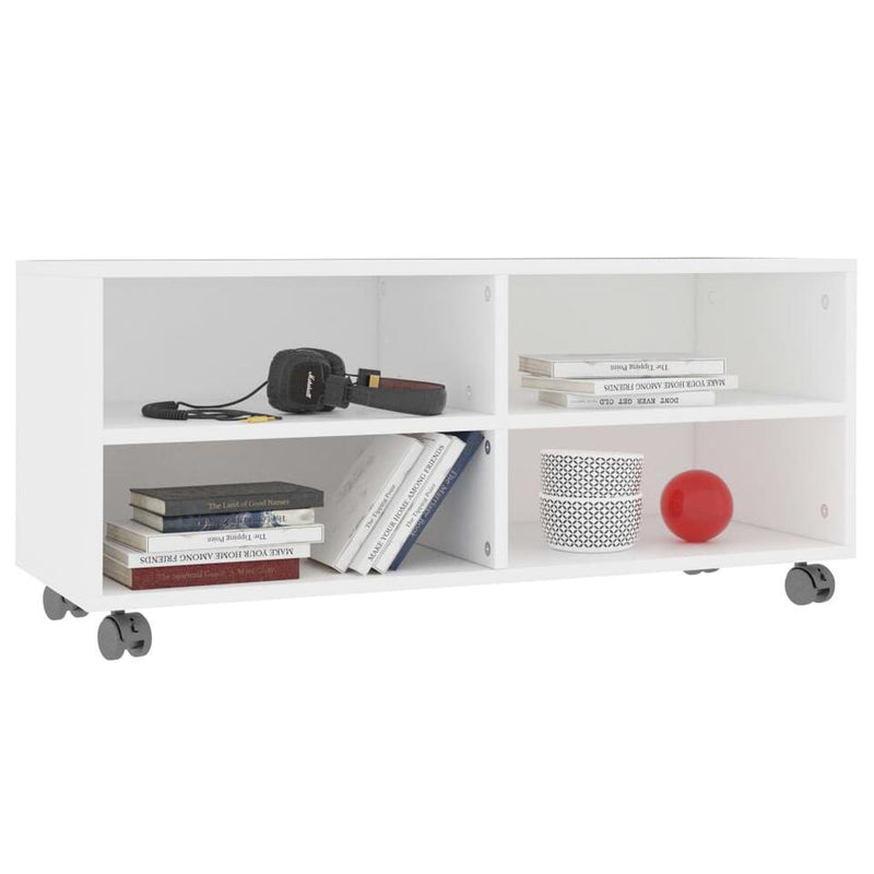 Mueble TV moderno blanco Ancho 90 cm Fondo 35 cm Alto 35 cm 