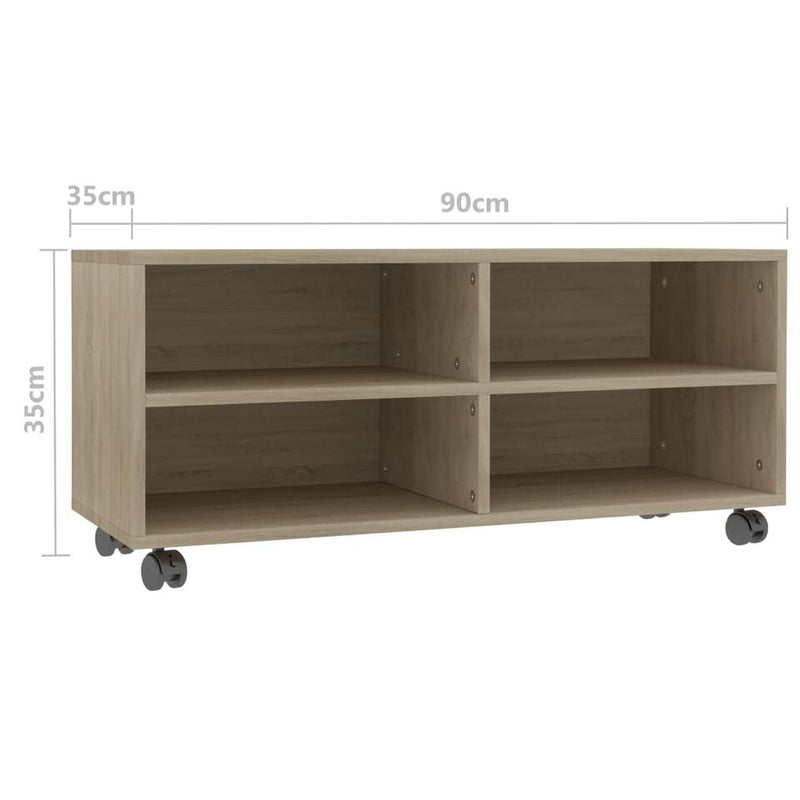 Mueble TV moderno roble marrón Ancho 90 cm Fondo 35 cm Alto 35 cm 