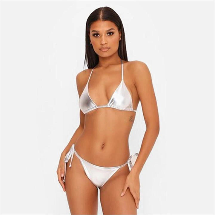 Conjunto de bikini mujer plateado xs sml xl