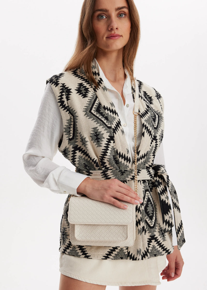 Bolso bandolera mujer negro beige