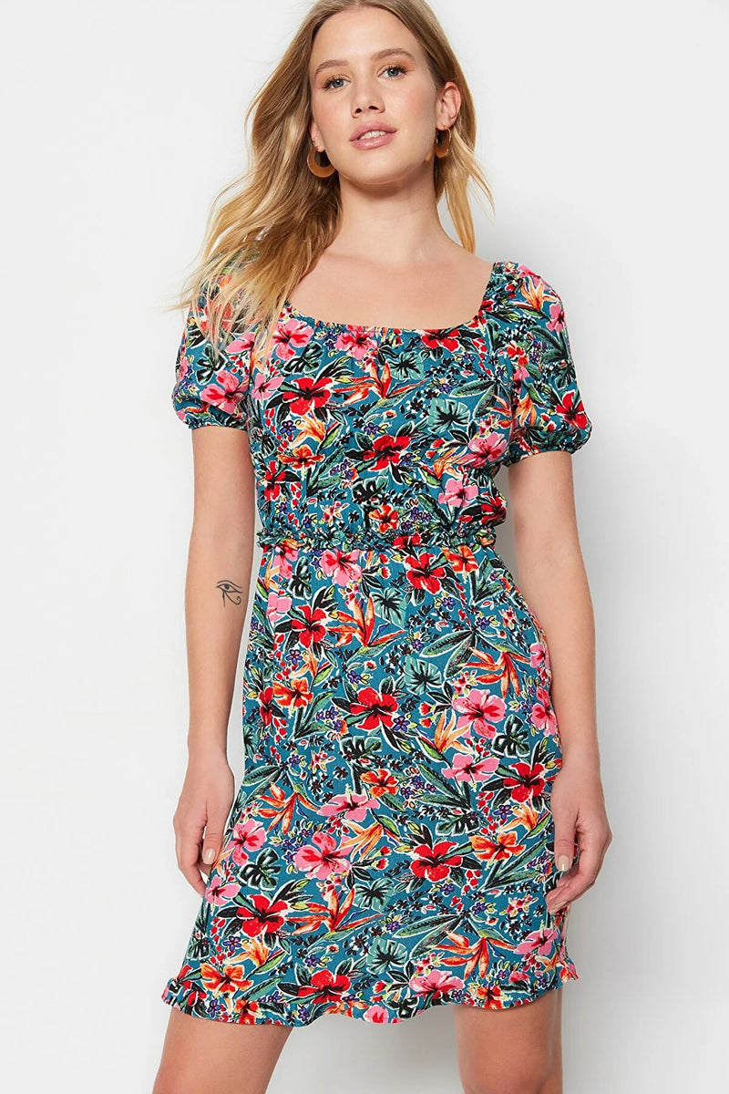 ﻿Vestido de mujer flores rosa azul xs sml xl 