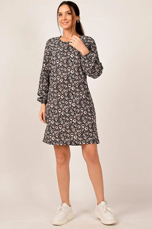 Vestido mujer flores negro sml xl