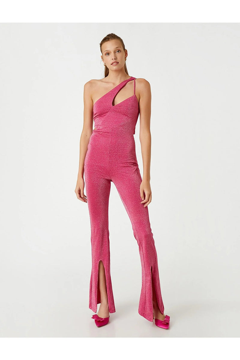 Dames jumpsuit glitters roze xs s m l xl