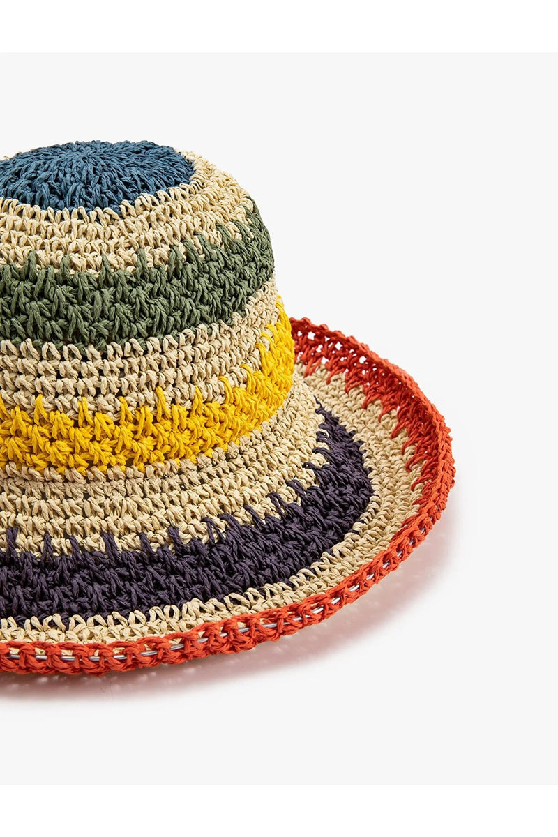 Sombrero de mujer paja beige amarillo verde