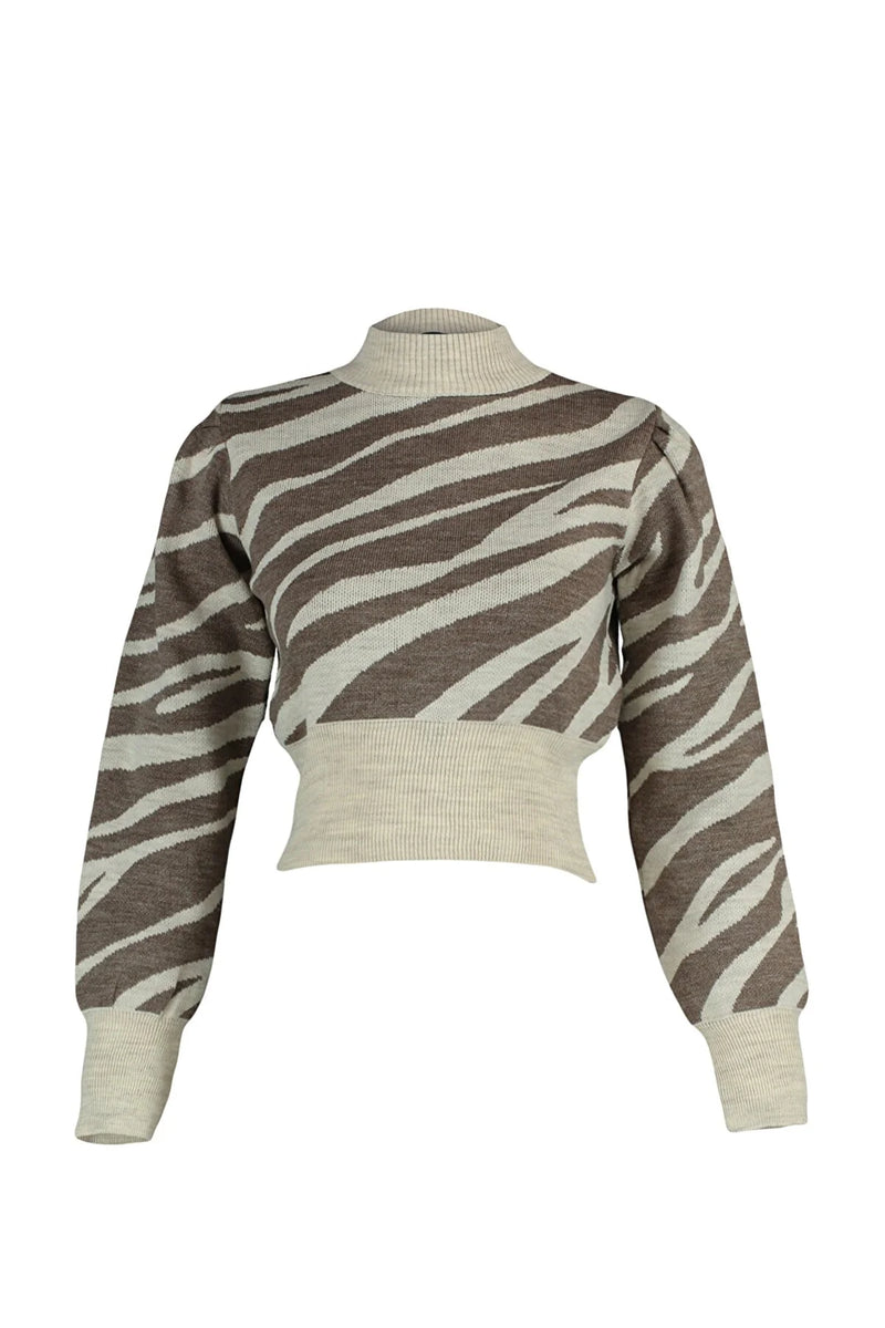 Dames trui zebraprint groen zwart bruin donkerroze roze oranje s m l