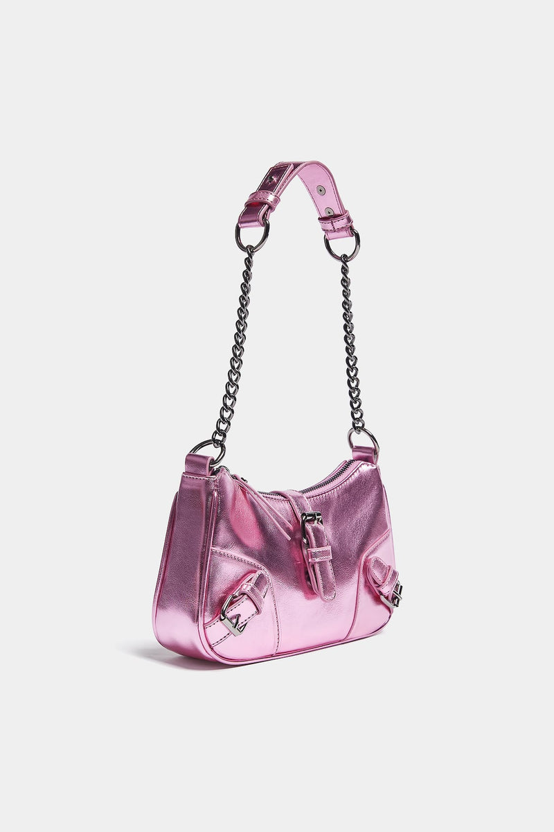 Bolso de mujer bolso de hombro rosa plateado