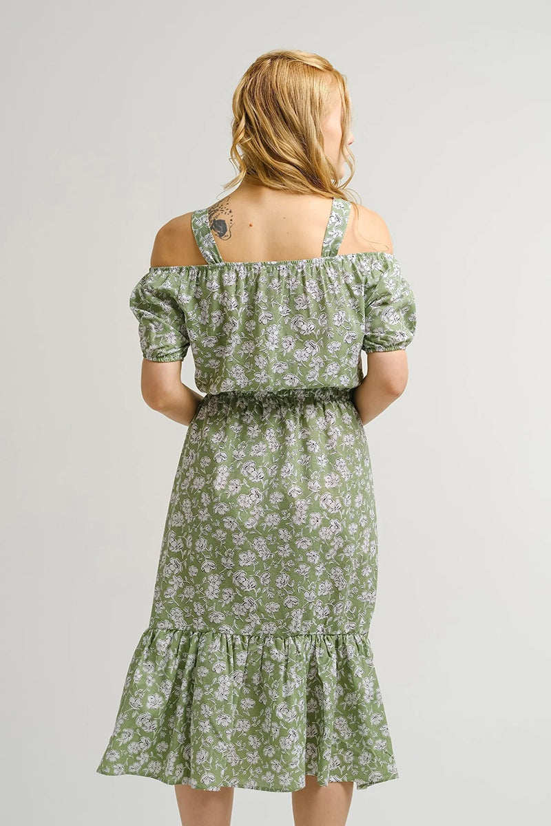 Vestido de mujer estampado floral rosa naranja gris verde gris claro azul marrón blanco sml