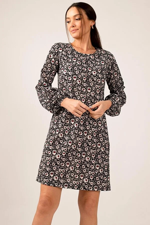 Vestido mujer flores negro sml xl