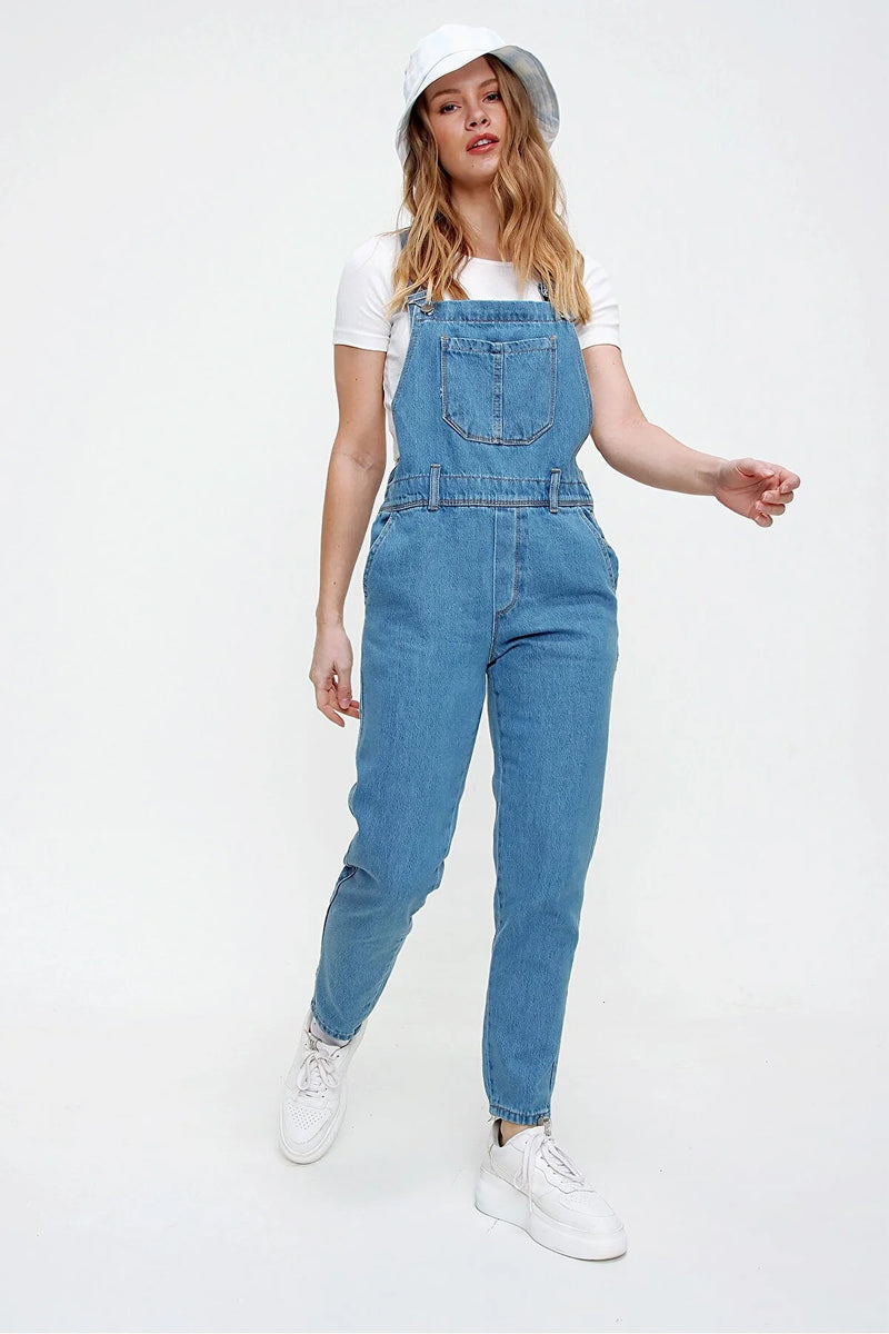 Dames jumpsuit blauw zwart xs s m l xl