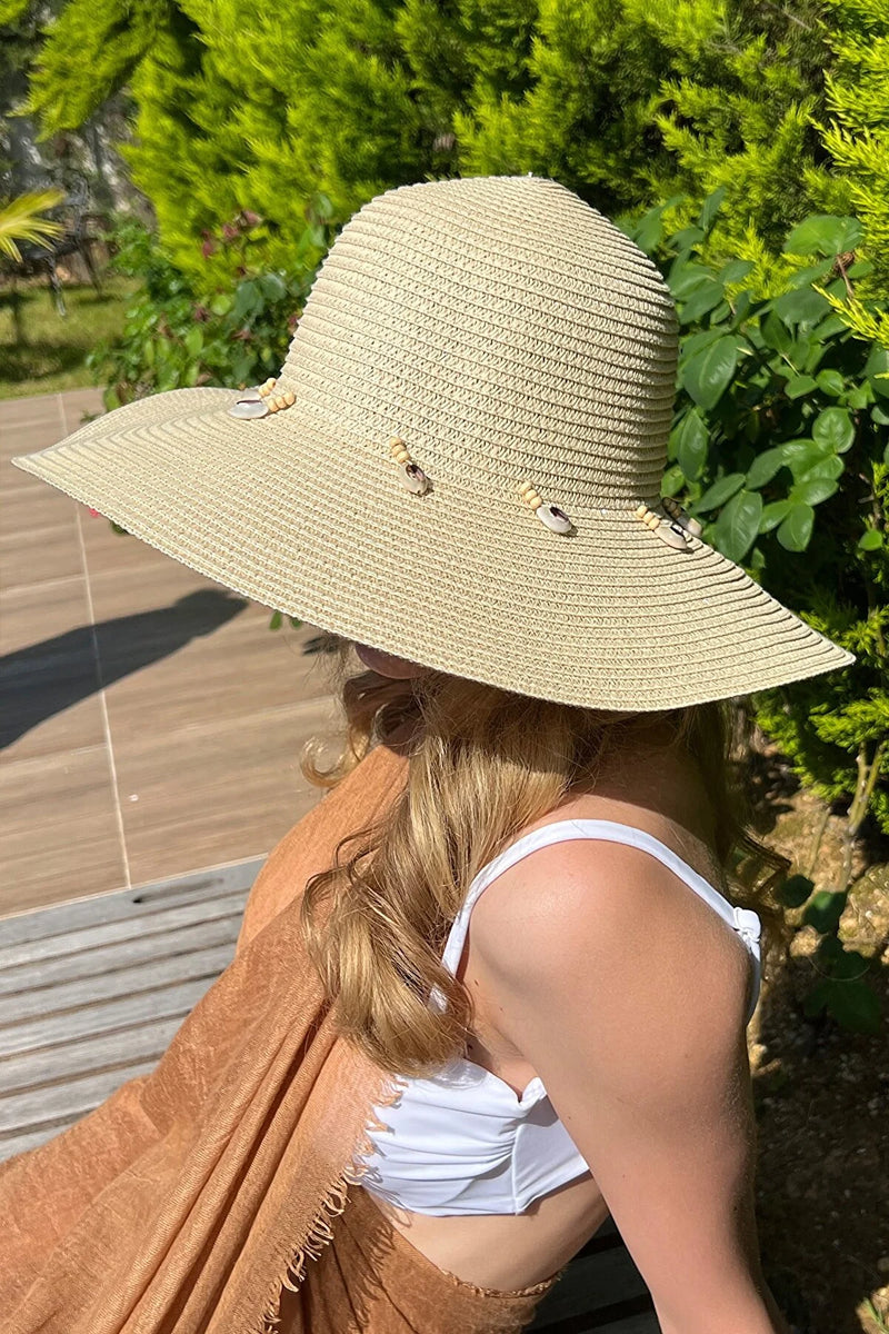 Sombrero de paja de verano para mujer beige