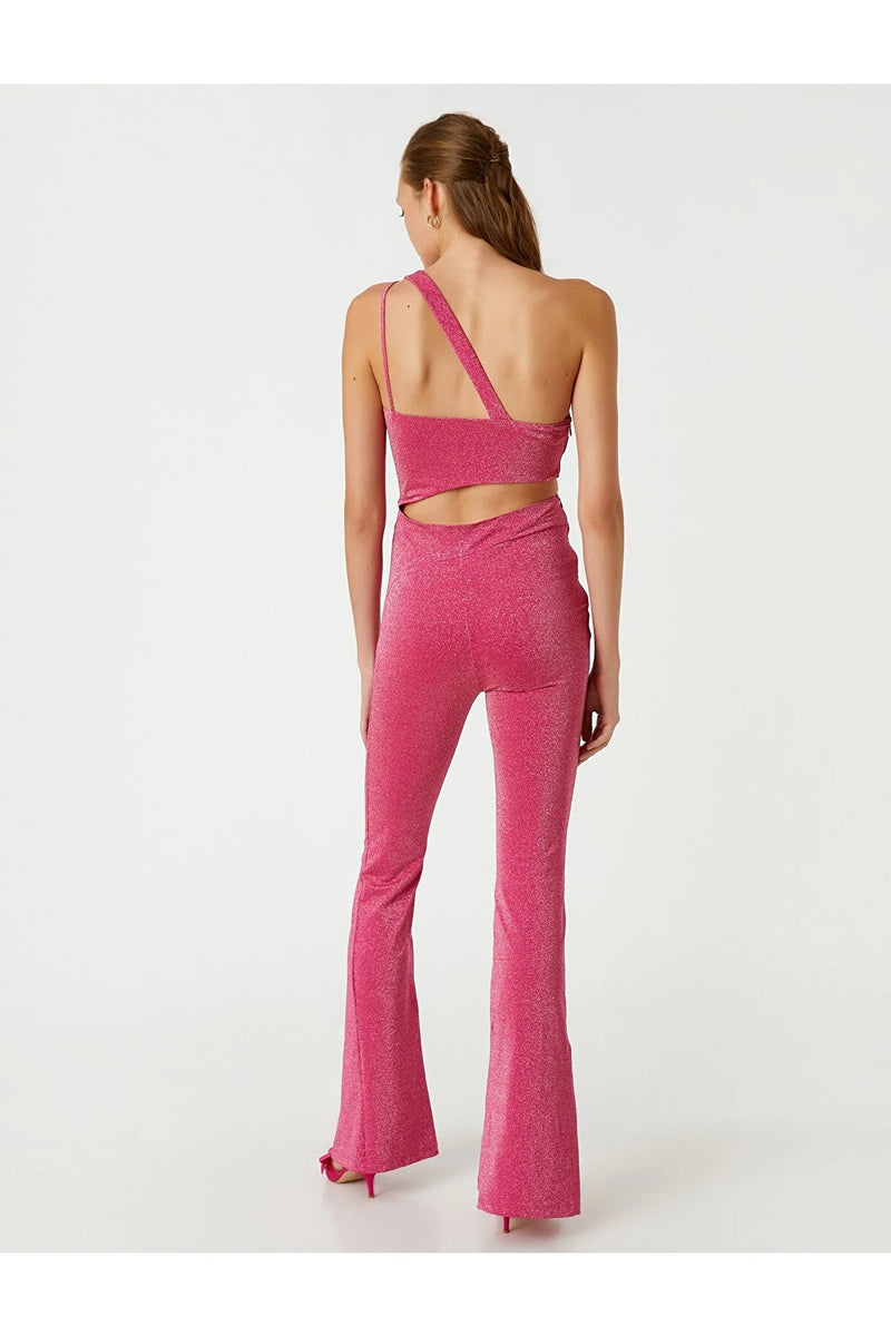 Dames jumpsuit glitters roze xs s m l xl