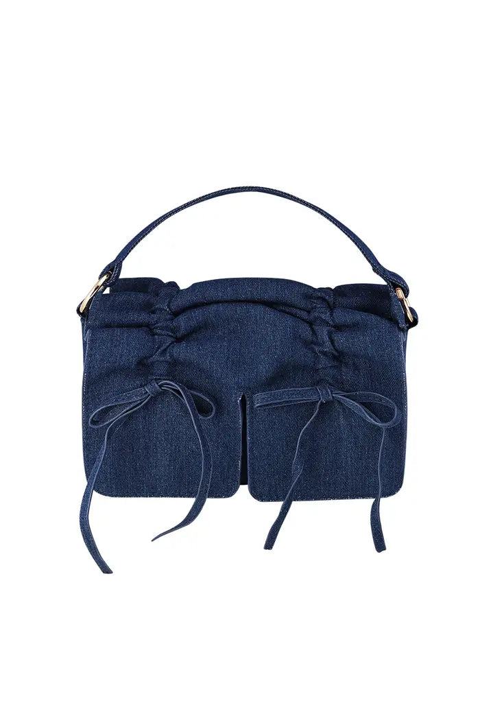 Denim bag with bows - blue