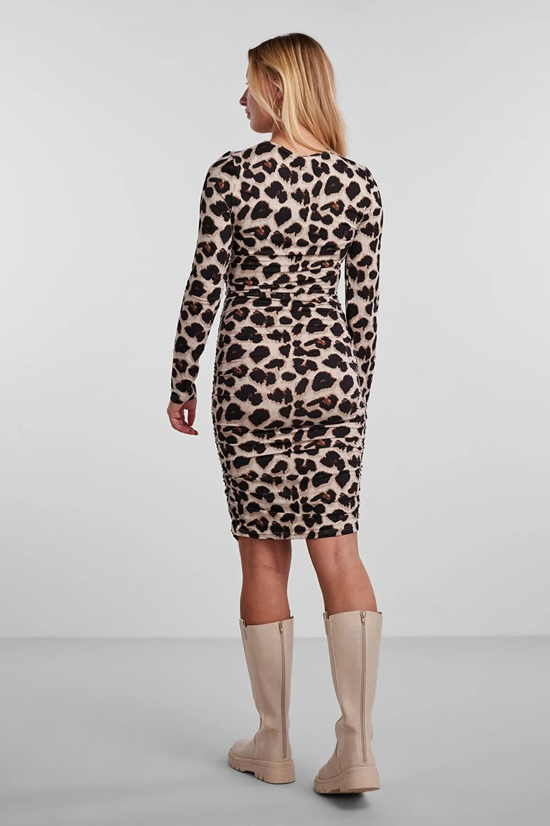 Vestido mujer manga larga negro animal print xs sml xl