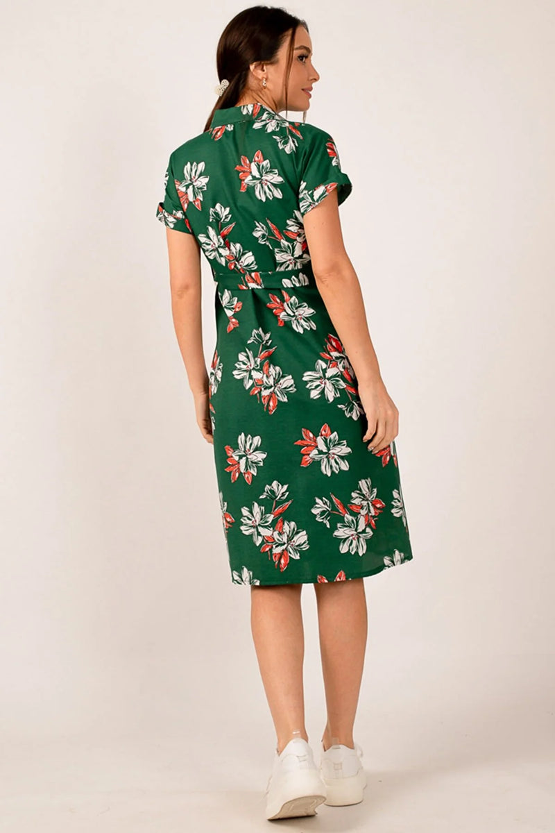 Vestido mujer flores verde oscuro negro sml xl