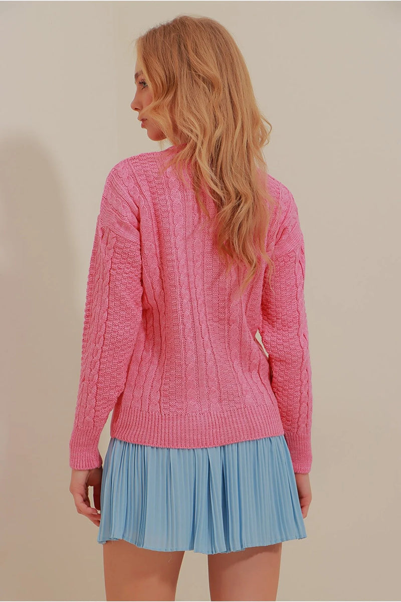 Dames sweater roze donkerbruin s m l