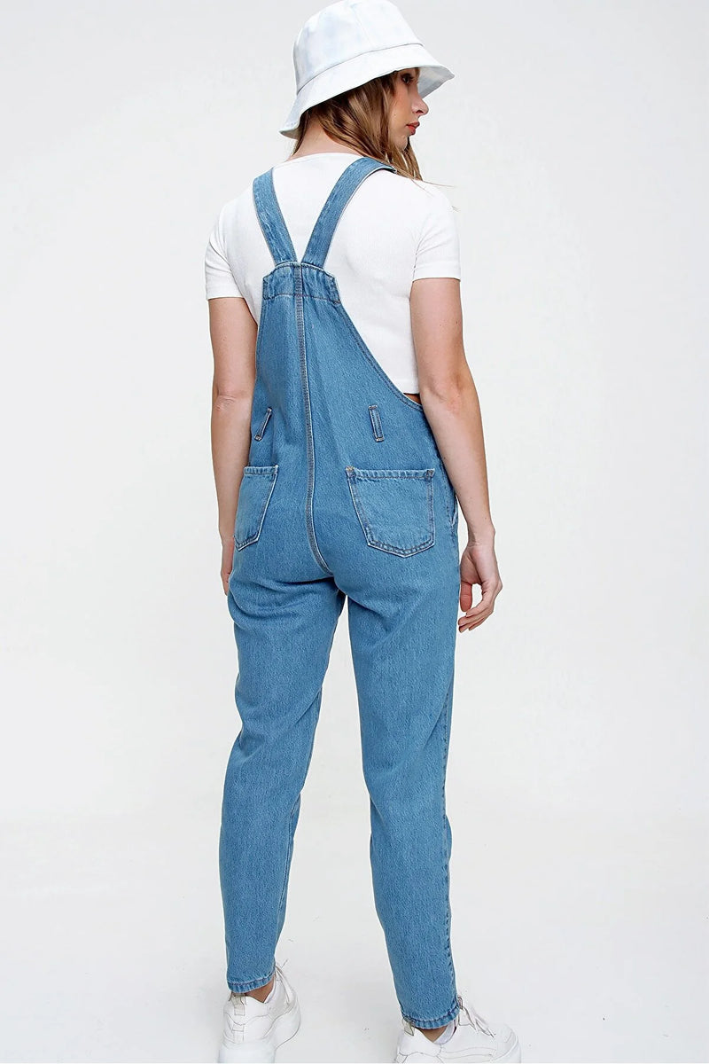 Dames jumpsuit blauw zwart xs s m l xl