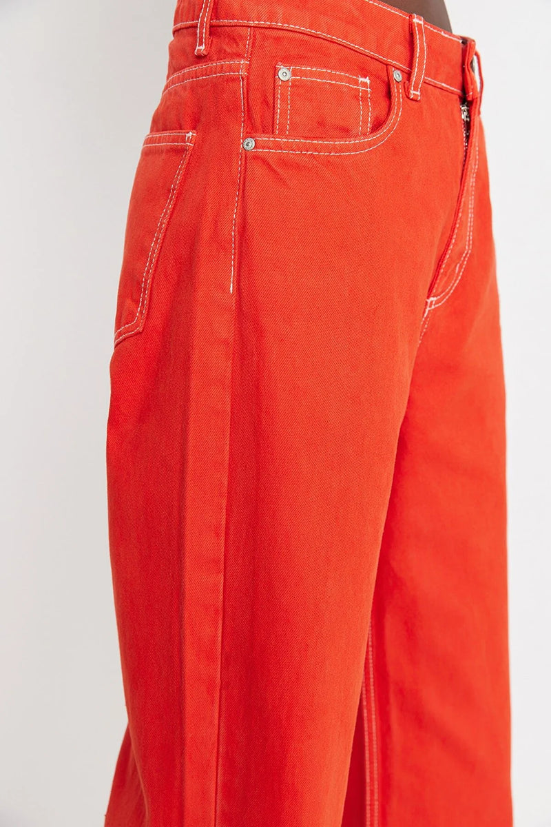 Vaqueros de mujer jeans verde oscuro naranja xxs xs sml xl