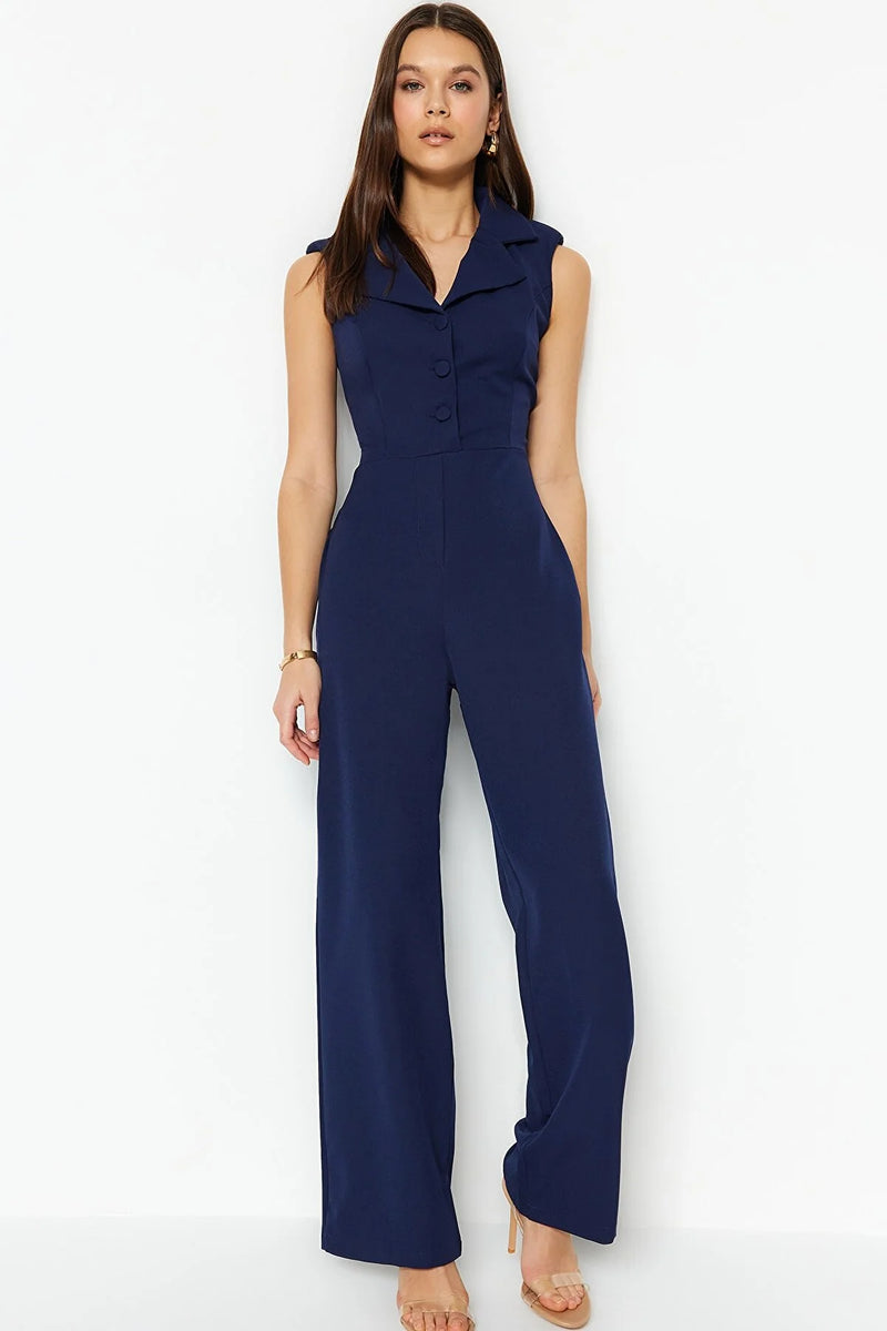 Dames jumpsuit marineblauw xs s m l xl