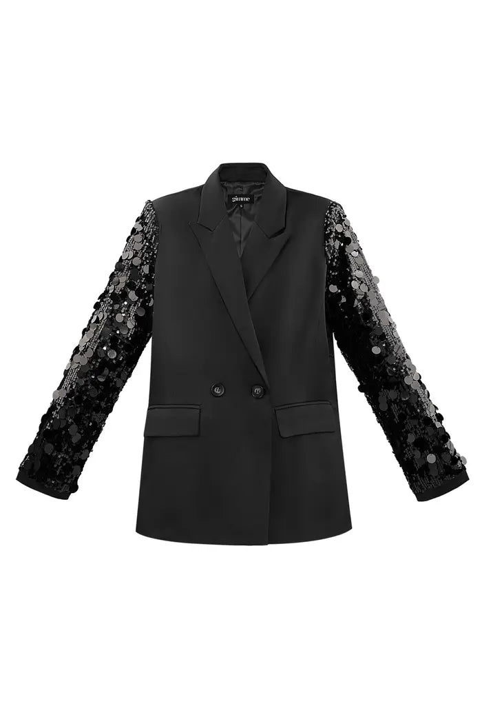 Sequin statement blazer - black S M L