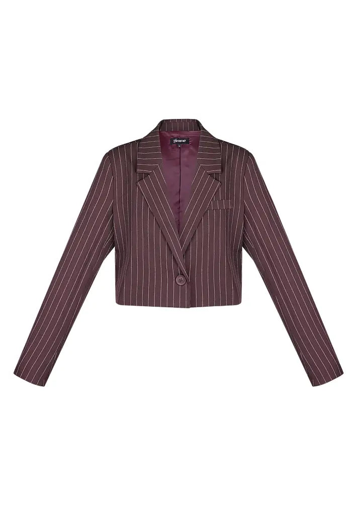 Pinstripe cropped blazer - Burgundy S M L