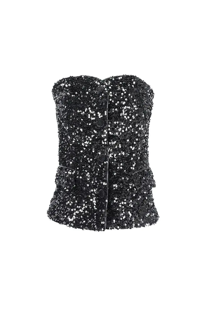 Glitter Corset Top - Black S M L