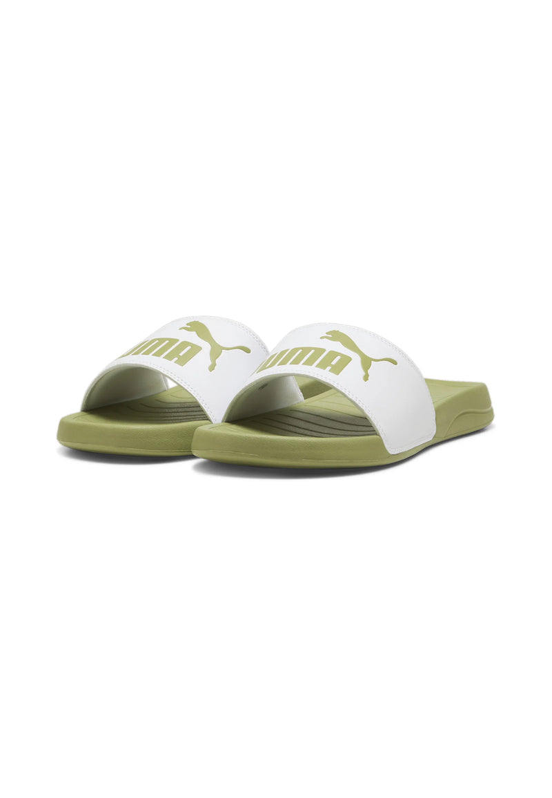 Heren Badslippers - white calming green 38 39 40 41 42 43 44