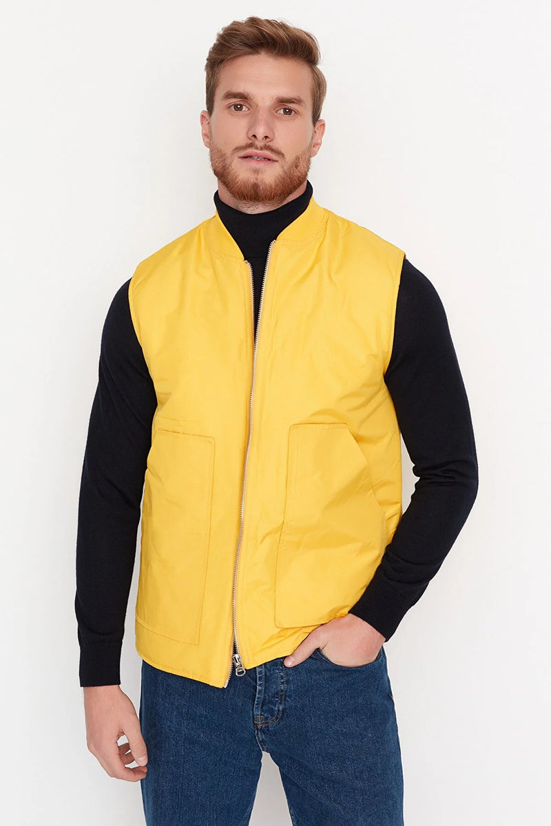 Chaqueta de hombre calentador de cuerpo gris amarillo sml xl