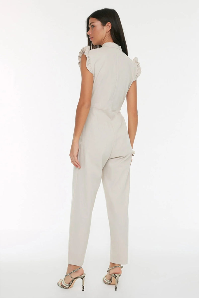 Dames jumpsuit crème wit xs s m l xl