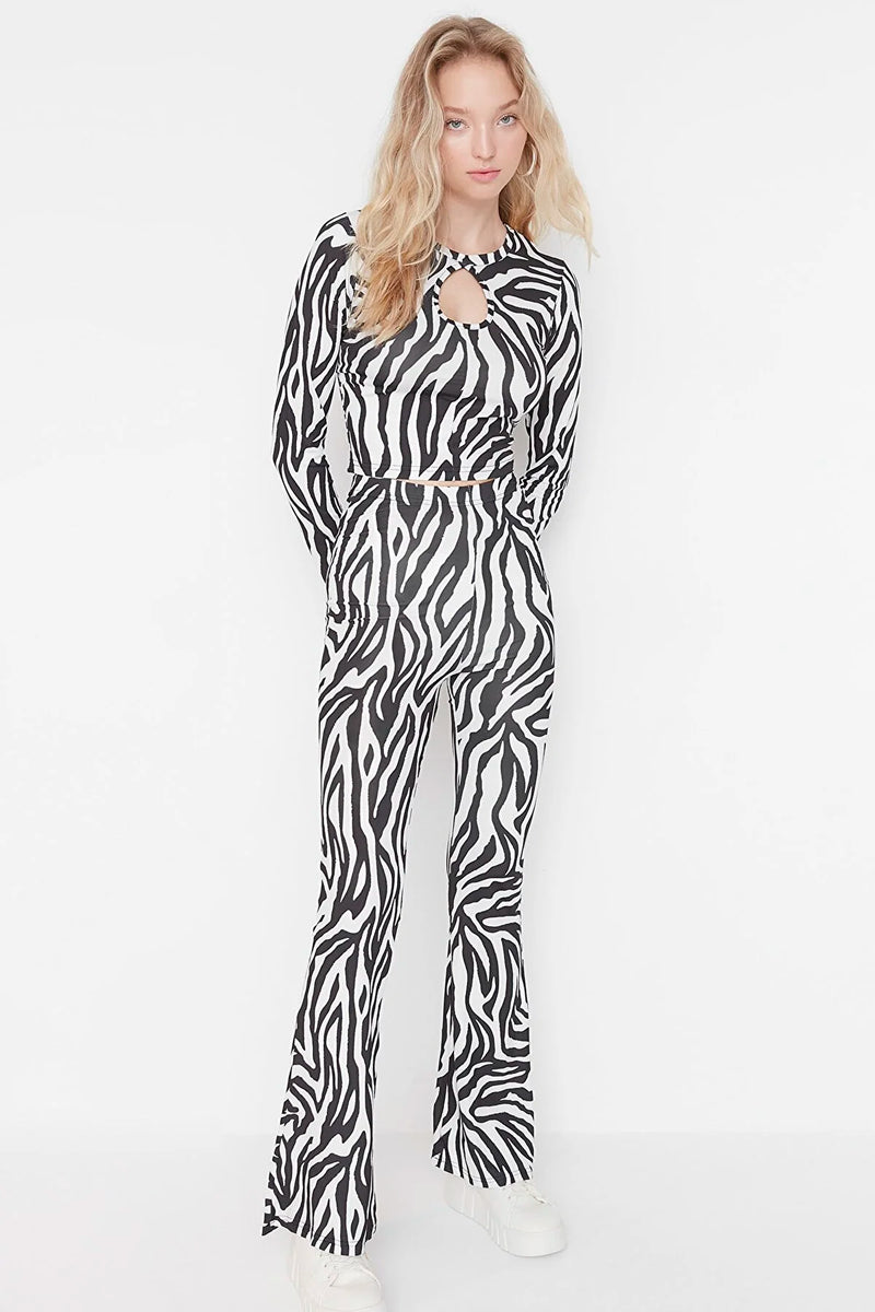 Dames kledingset zebraprint zwart wit xs s m l xl