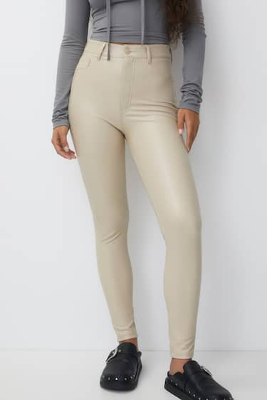 Pantalón mujer cuero beige negro xxs xs sml xl xxl xxxl