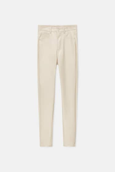 Dames broek leer beige zwart xxs xs s m l xl xxl xxxl