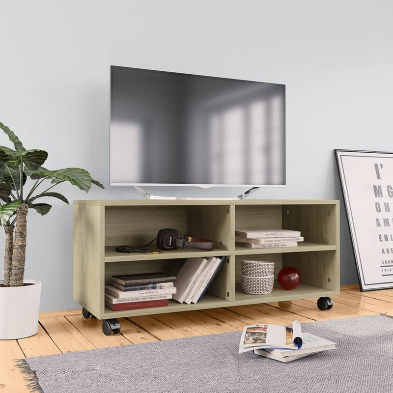 Mueble TV moderno roble marrón Ancho 90 cm Fondo 35 cm Alto 35 cm 