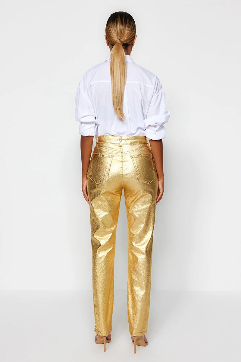 Dames broek goud zilver xxs xs s m l xl