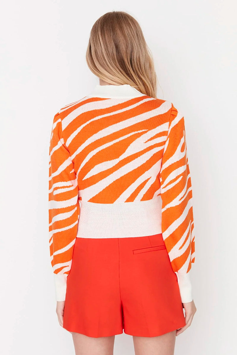 Dames trui zebraprint groen zwart bruin donkerroze roze oranje s m l