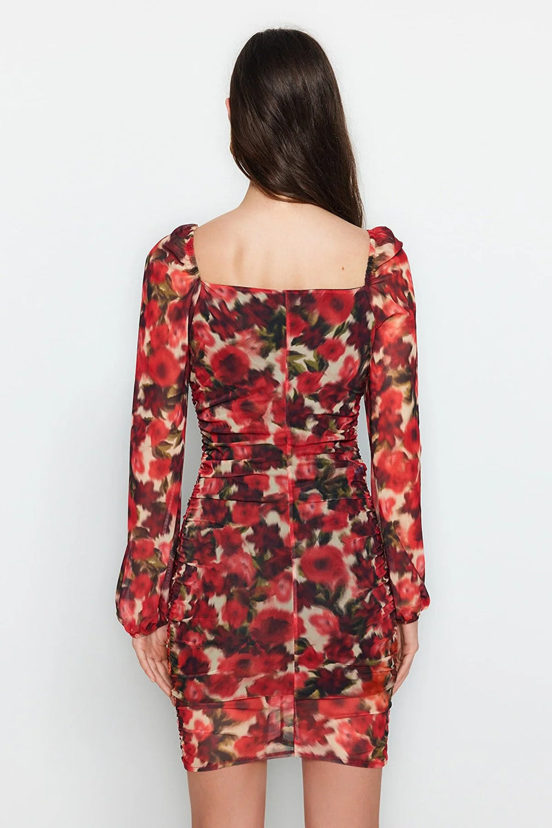 Vestido de mujer flores rojo xs sml xl